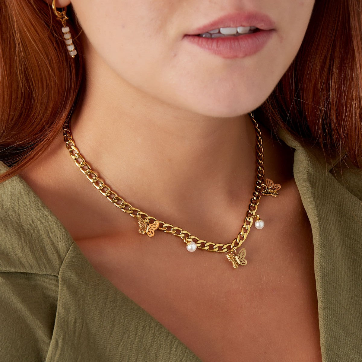 Schakelketting vlinders - Goud