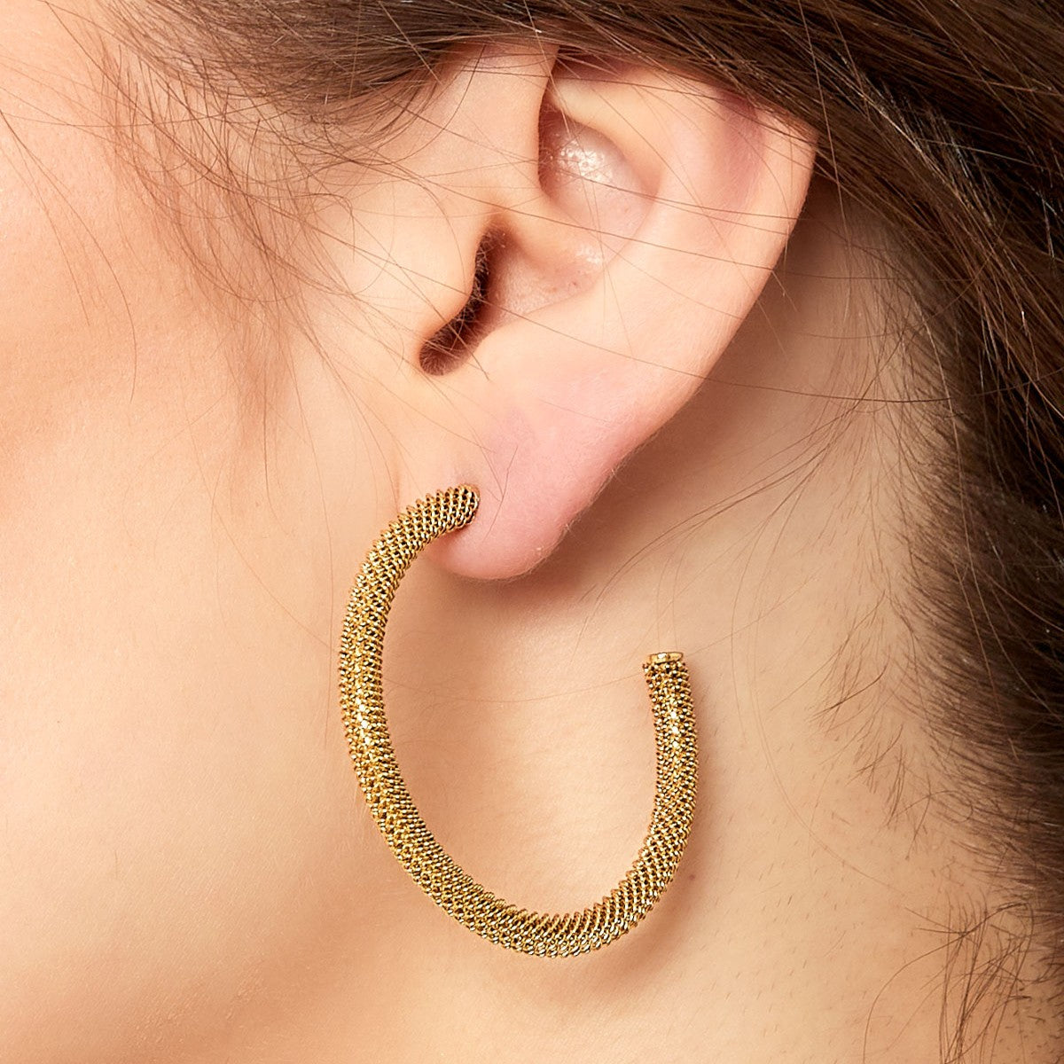Oorbellen rond print - zilver
