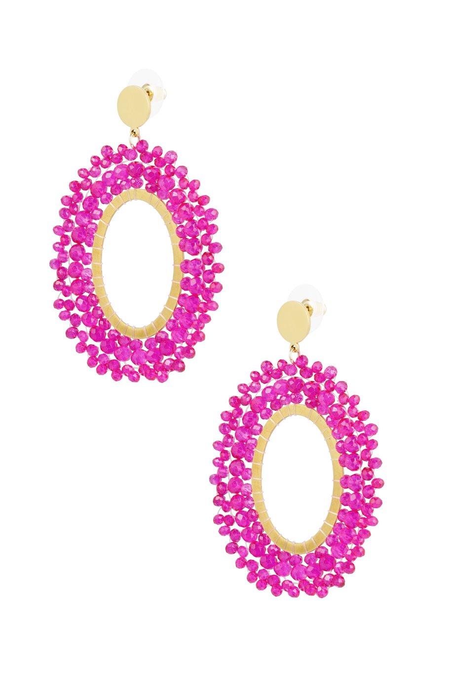 Oorbellen kralen - fuchsia
