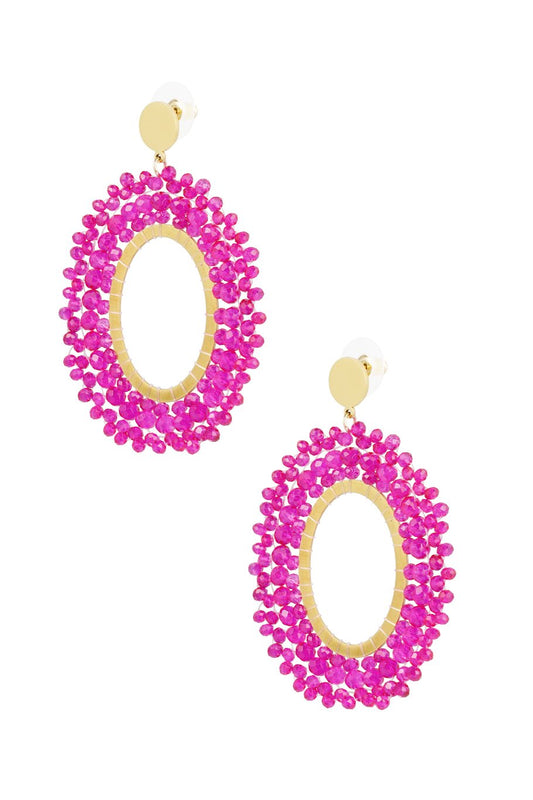 Oorbellen kralen - fuchsia