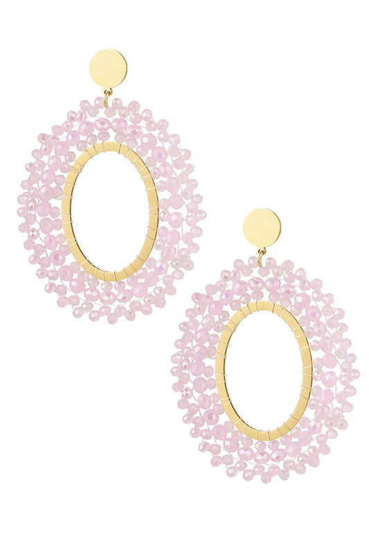 Oorbellen kralen - licht roze