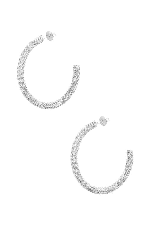 Oorbellen rond print - zilver