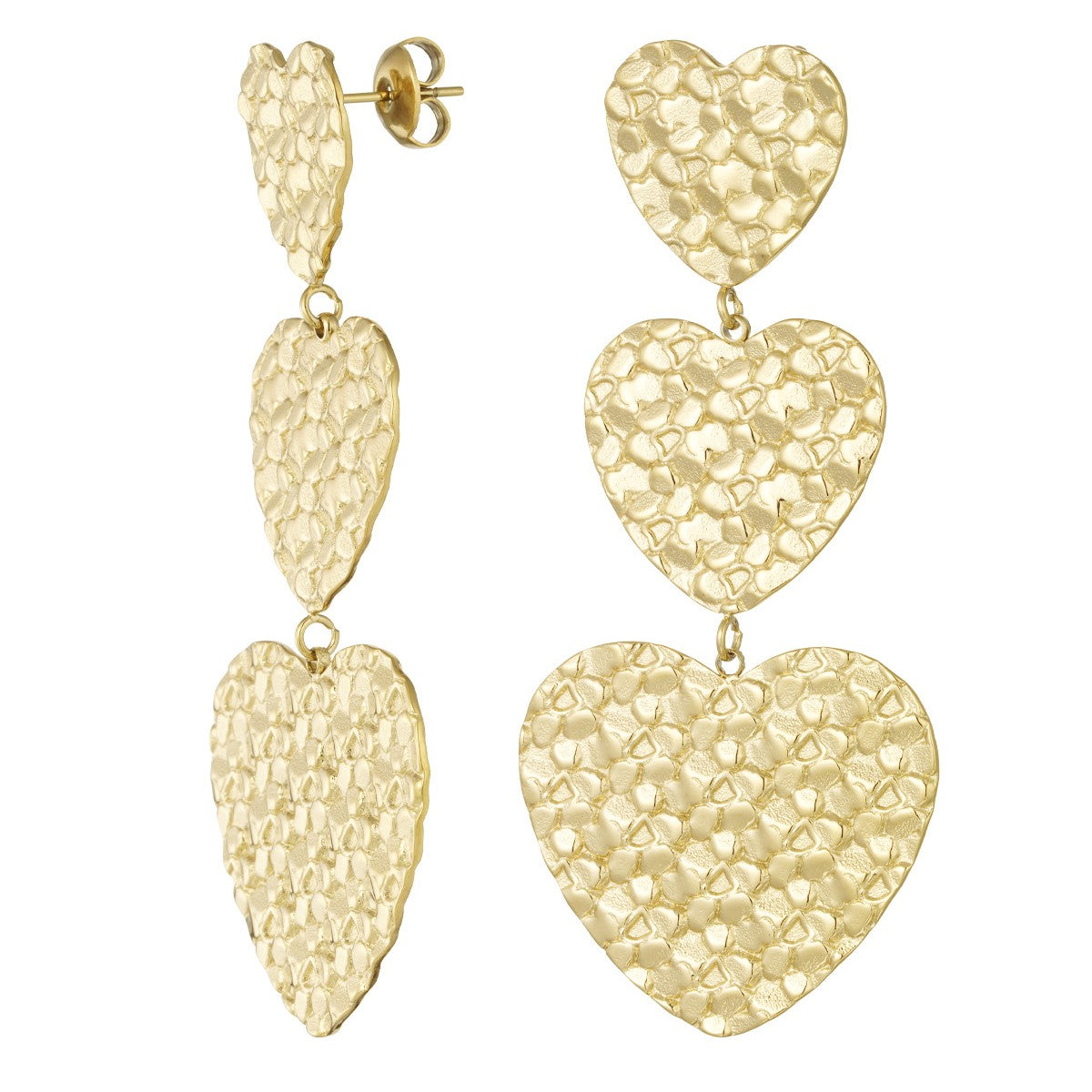 Oorbellen triple hart - goud