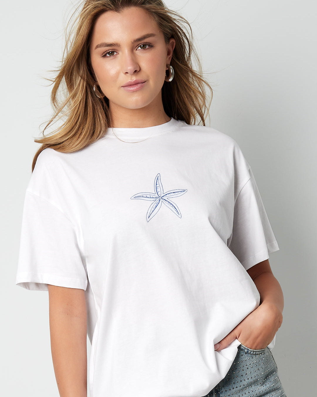 T-shirt beach waves - wit