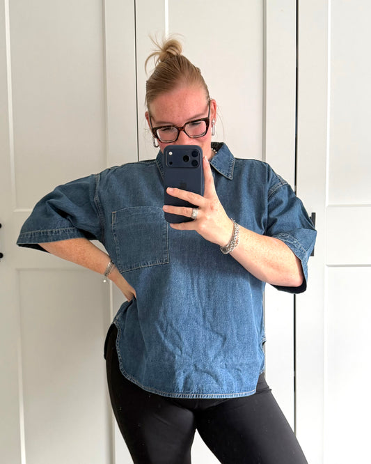 Denim top blauw
