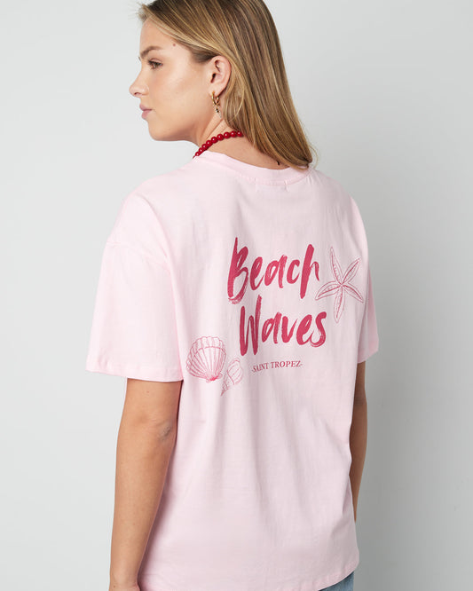 T-shirt beach waves - roze