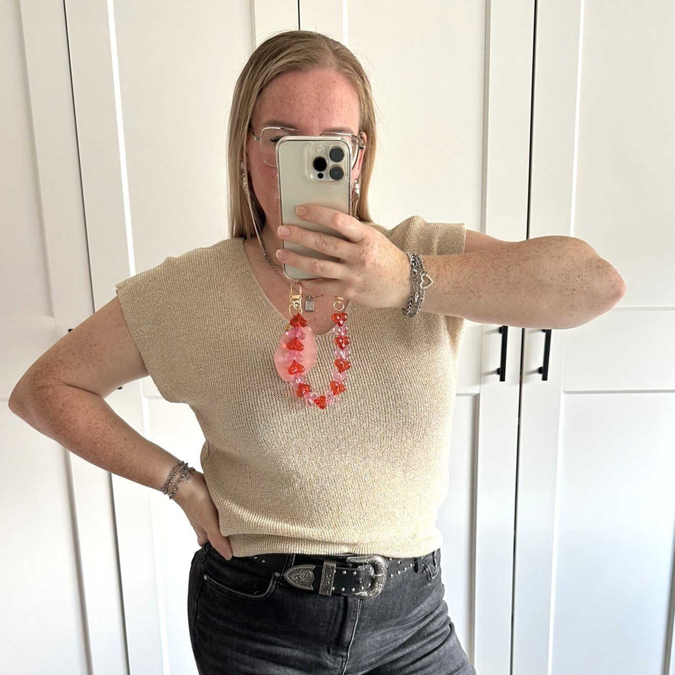Top glitter - Beige
