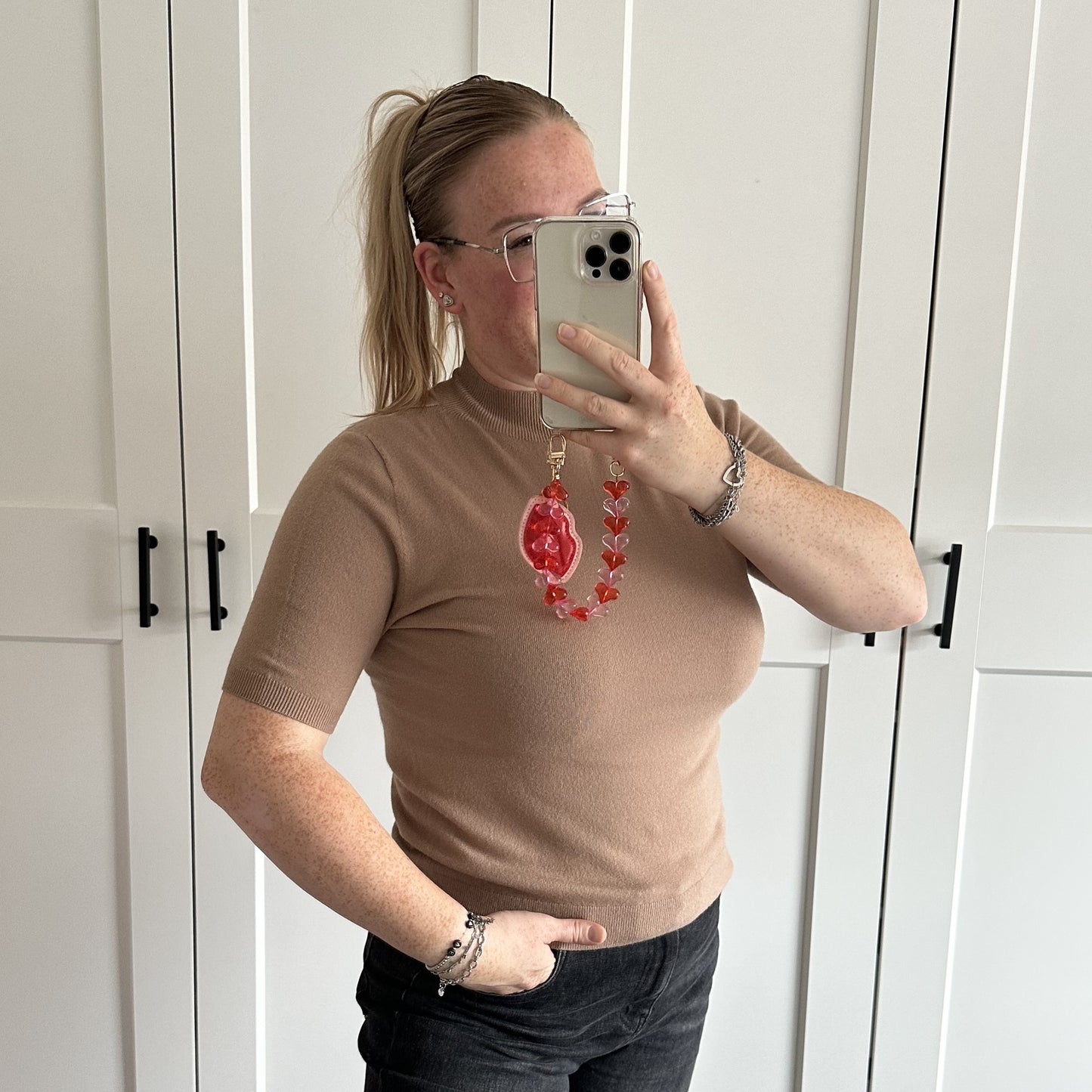 Basic shirt - Camel (korte mouw)
