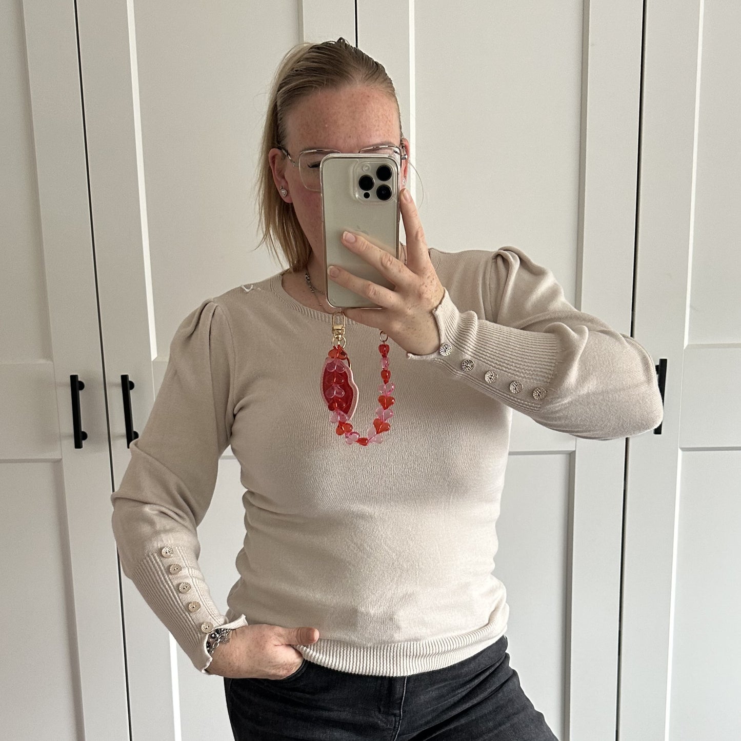 Basic shirt knoopjes - Beige