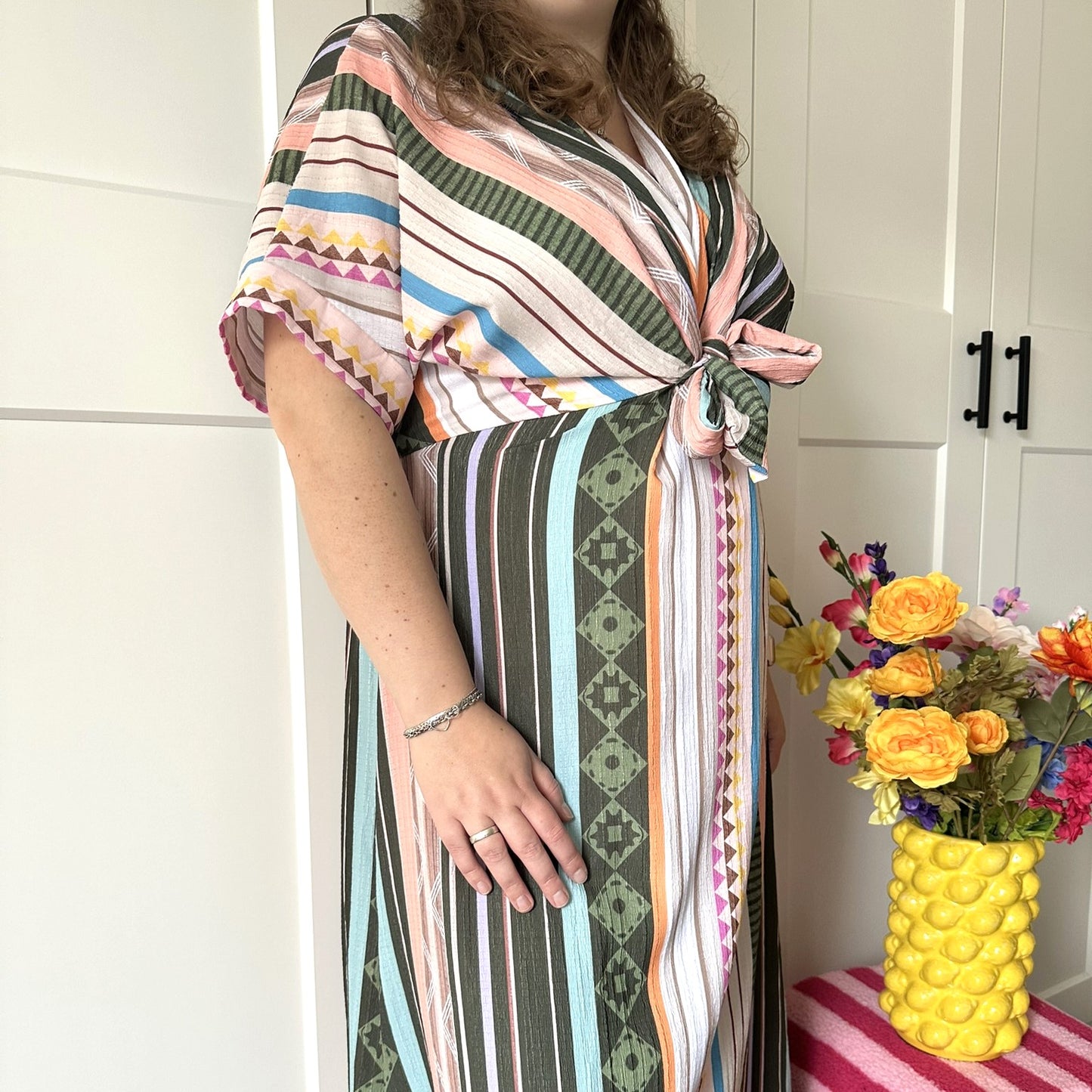 Jurk Multi strik - groen