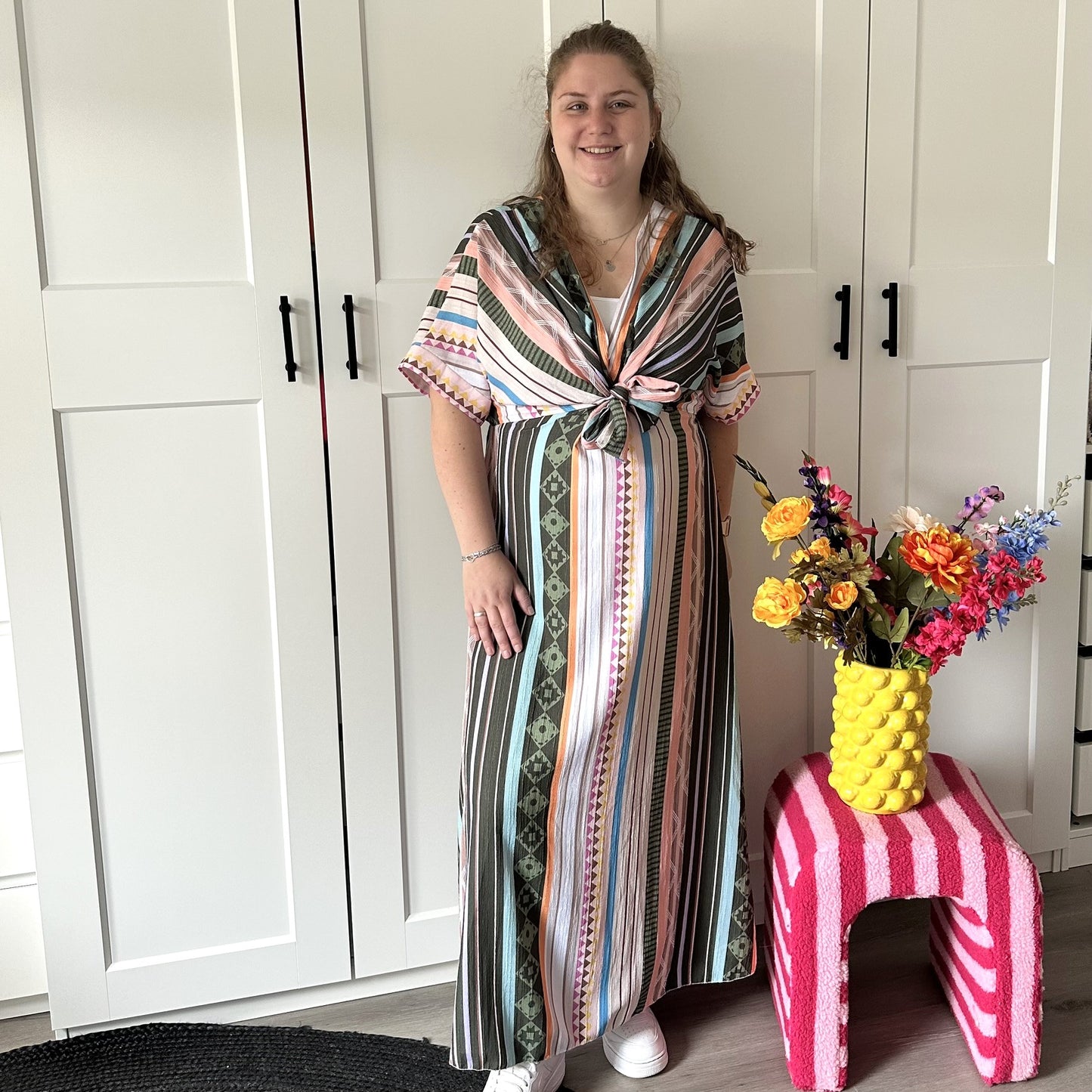 Jurk Multi strik - groen