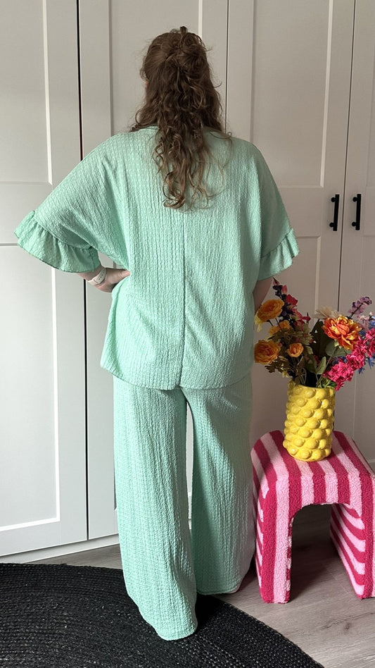 Ruffle comfyset - Mint groen
