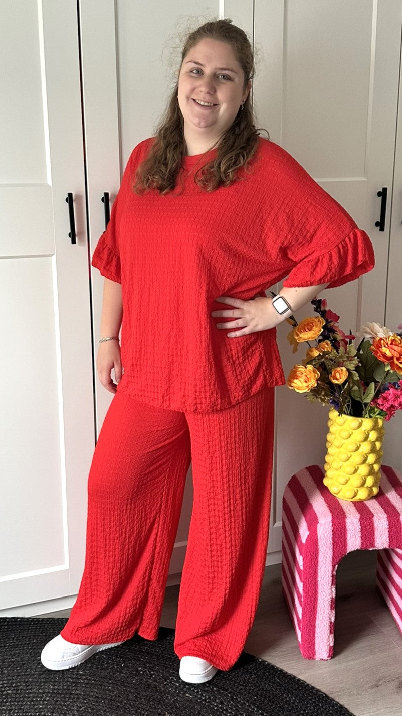 Ruffle comfyset - Rood