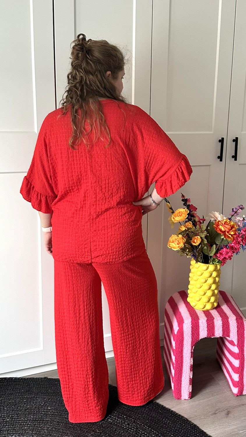 Ruffle comfyset - Rood