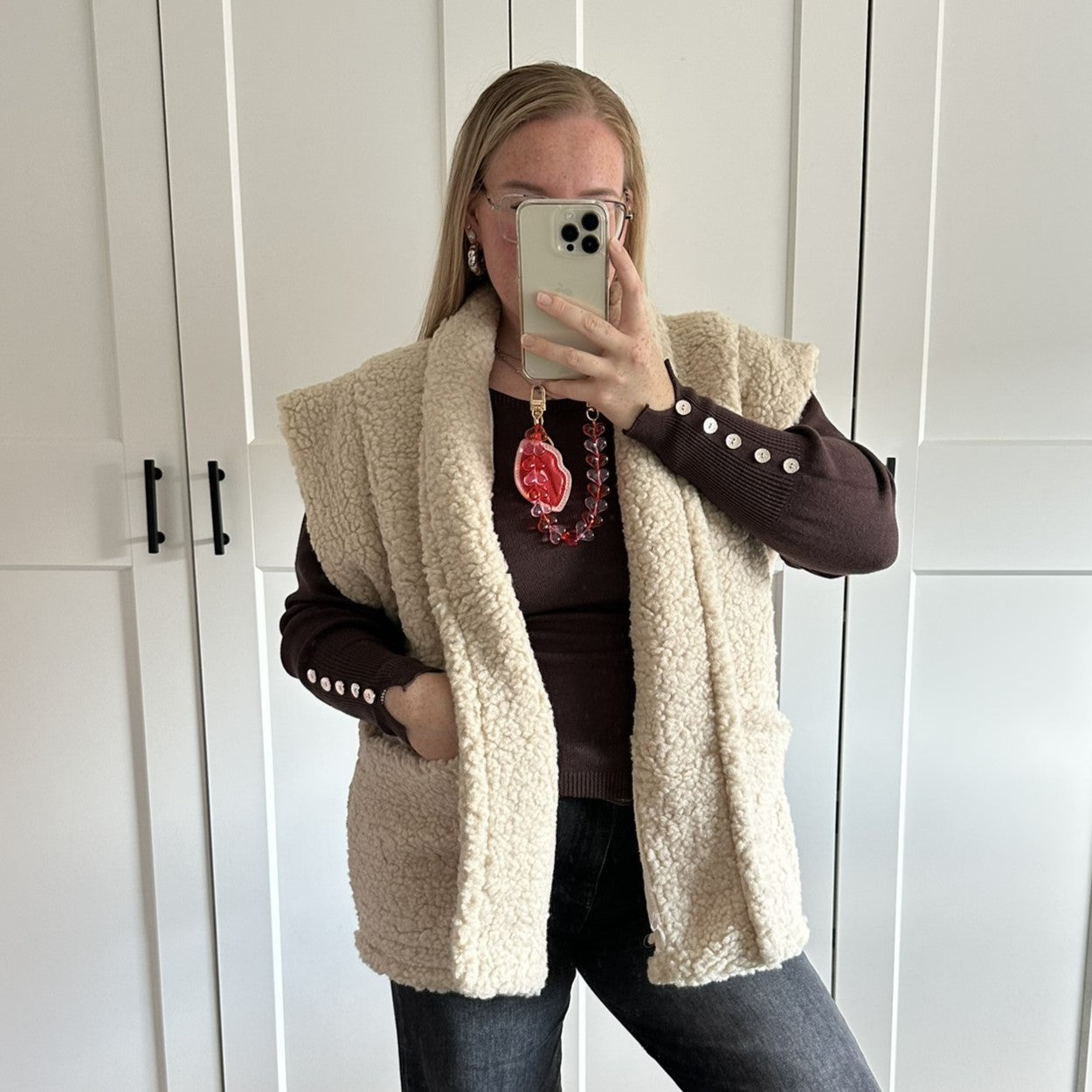 Teddy gilet - beige (oversized model)