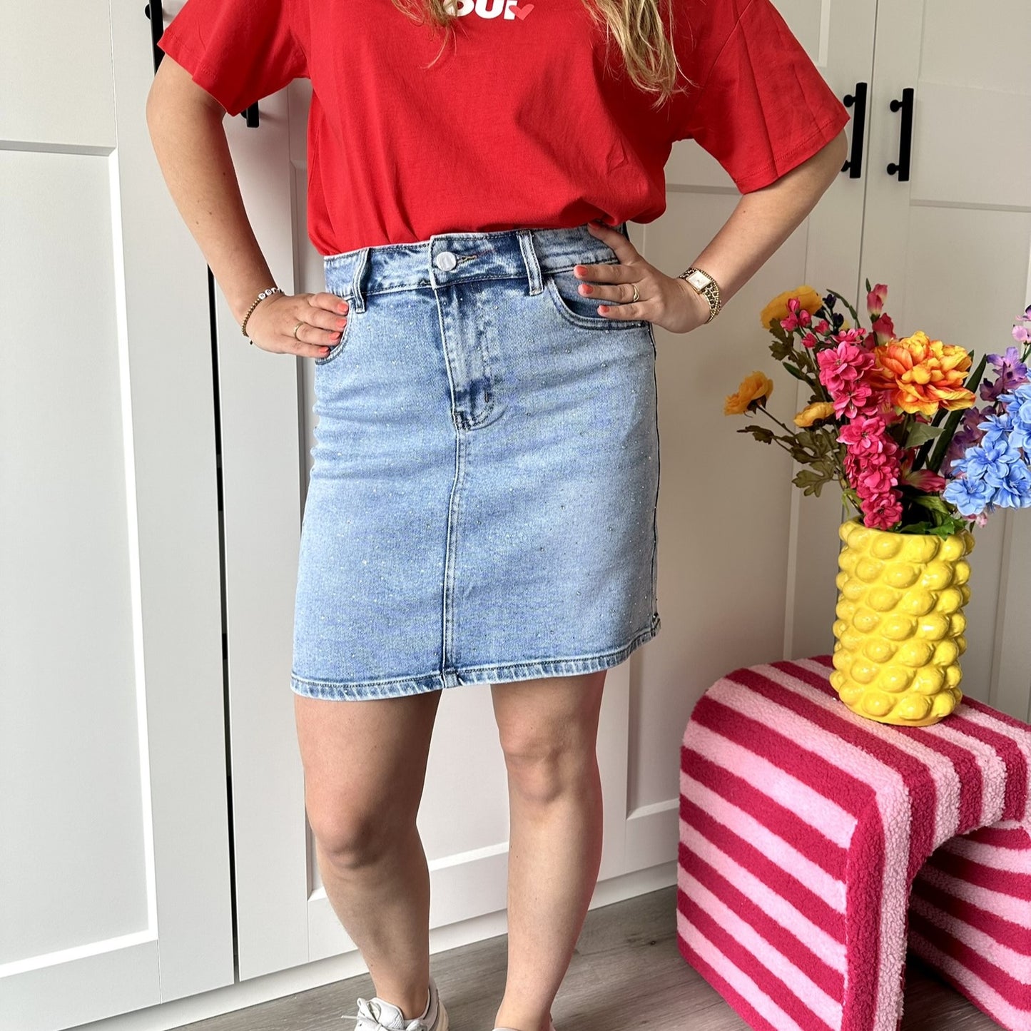 Jeans rok glitter