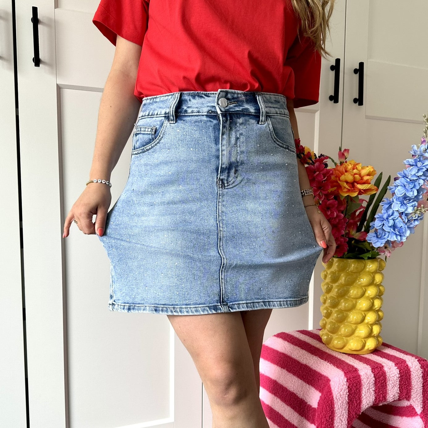 Jeans rok glitter