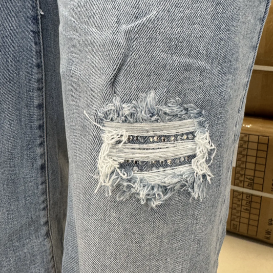 Jeans strass - licht blauw