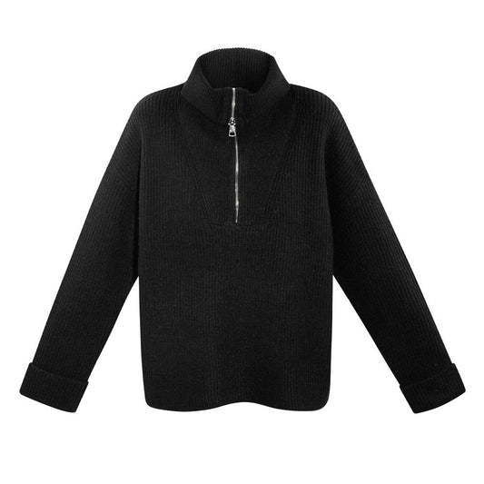 Knit trui rits - Zwart