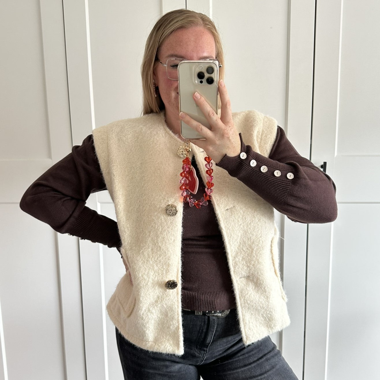 Gilet Jolly knopen - beige