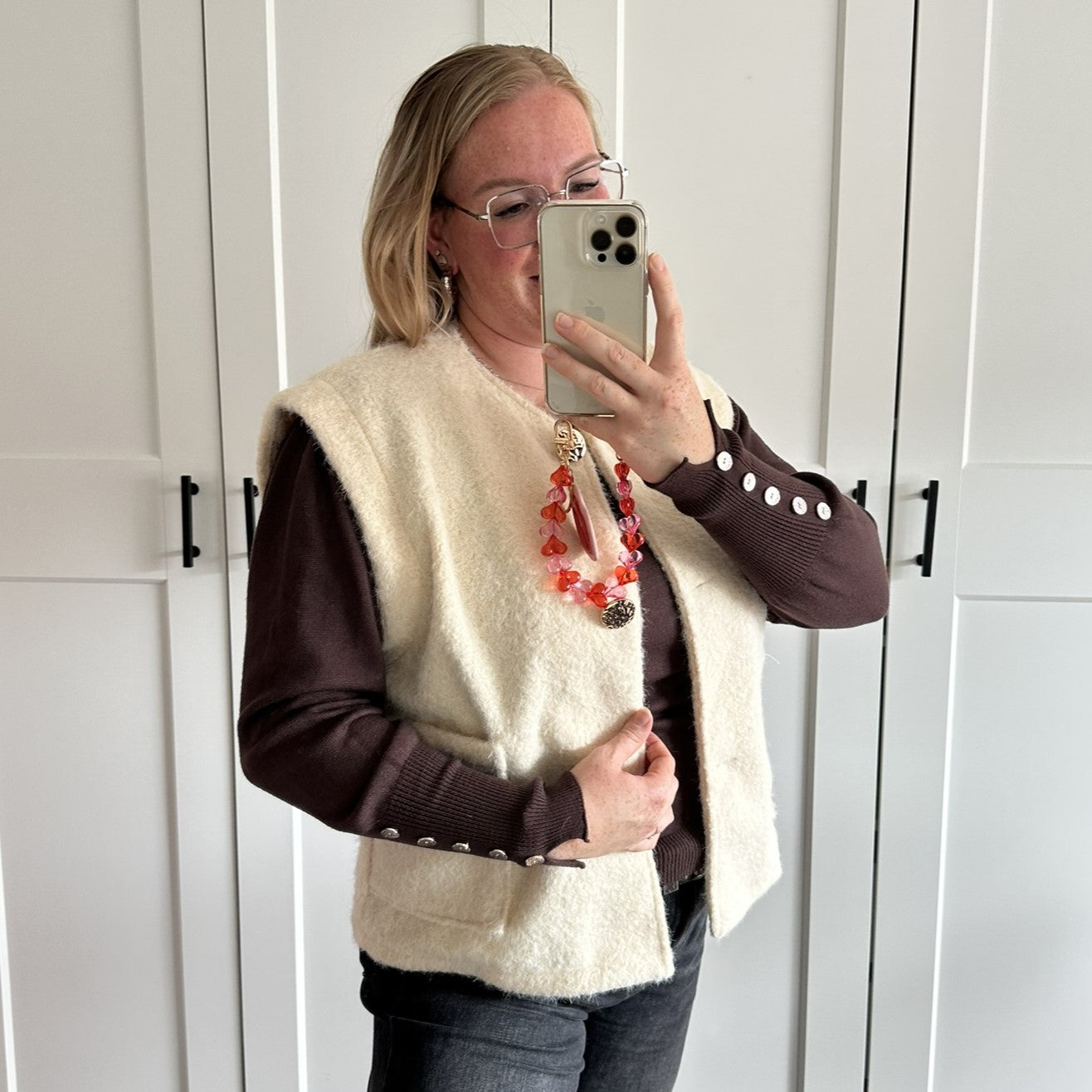 Gilet Jolly knopen - beige