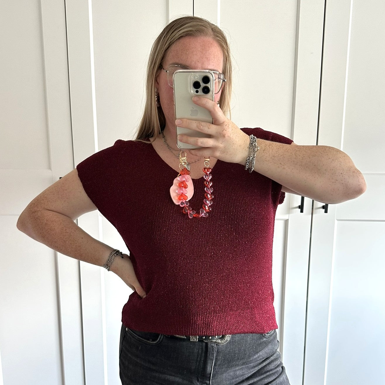 Top glitter - Bordeaux rood