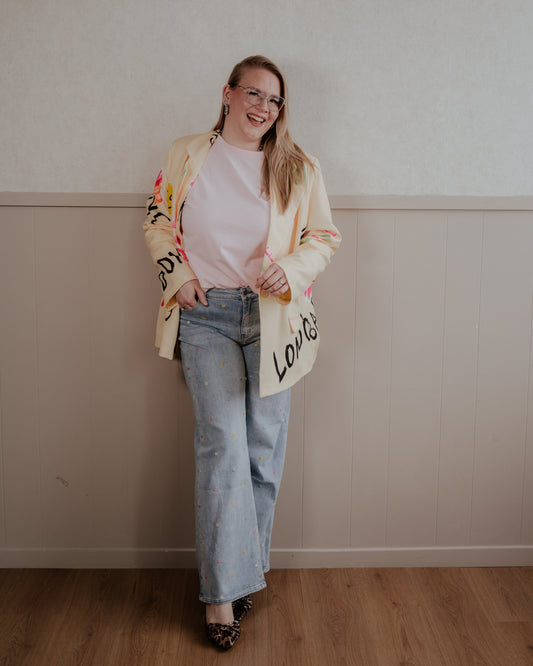 Jeans spring flower - blauw