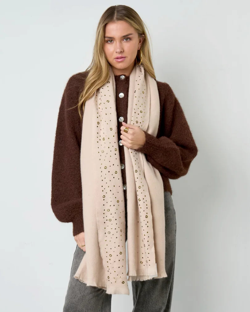 Sjaal steentjes - beige