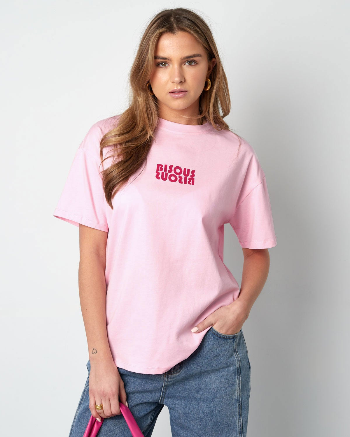T-shirt Bisous - roze