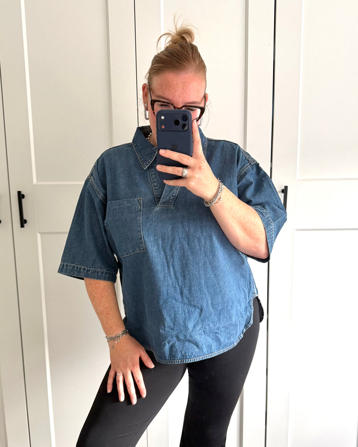 Denim top blauw