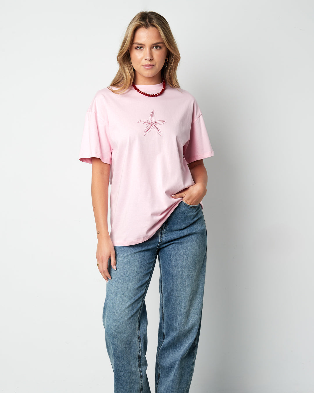 T-shirt beach waves - roze