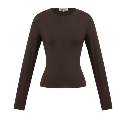 Basic top lange mouw - Choco bruin