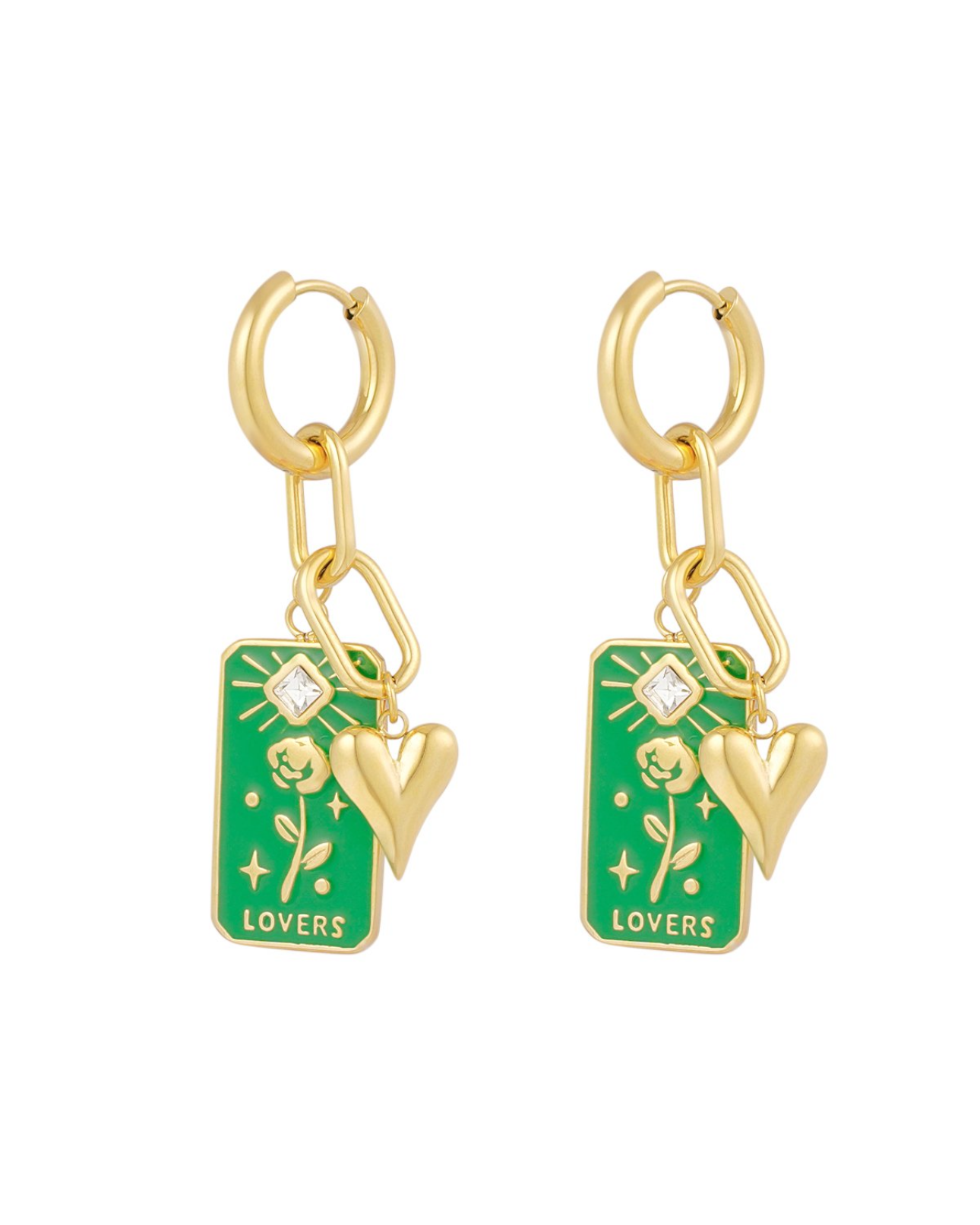 Oorbellen Rose lovers - groen