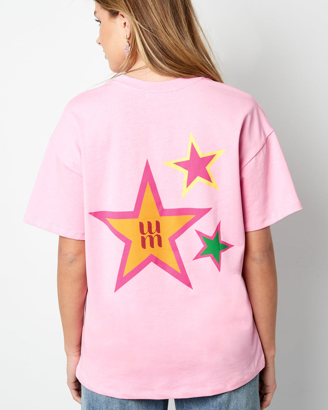 T-shirt colorfull star - roze