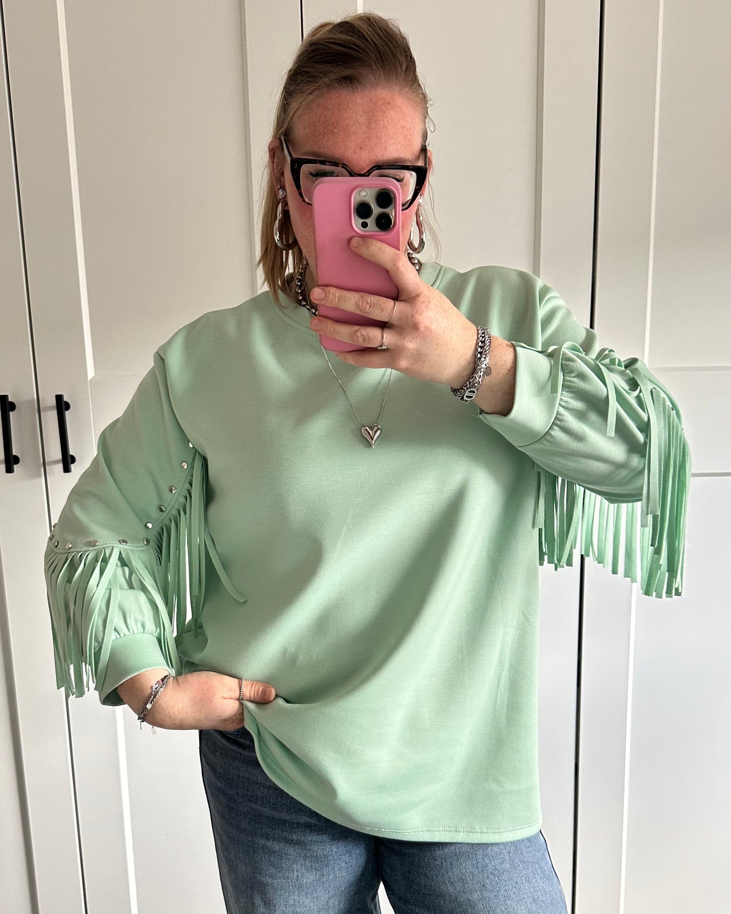 Franje sweater - mint groen