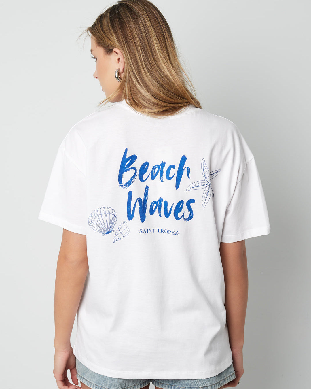 T-shirt beach waves - wit