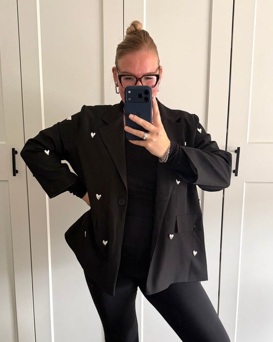 Blazer hartjes - zwart
