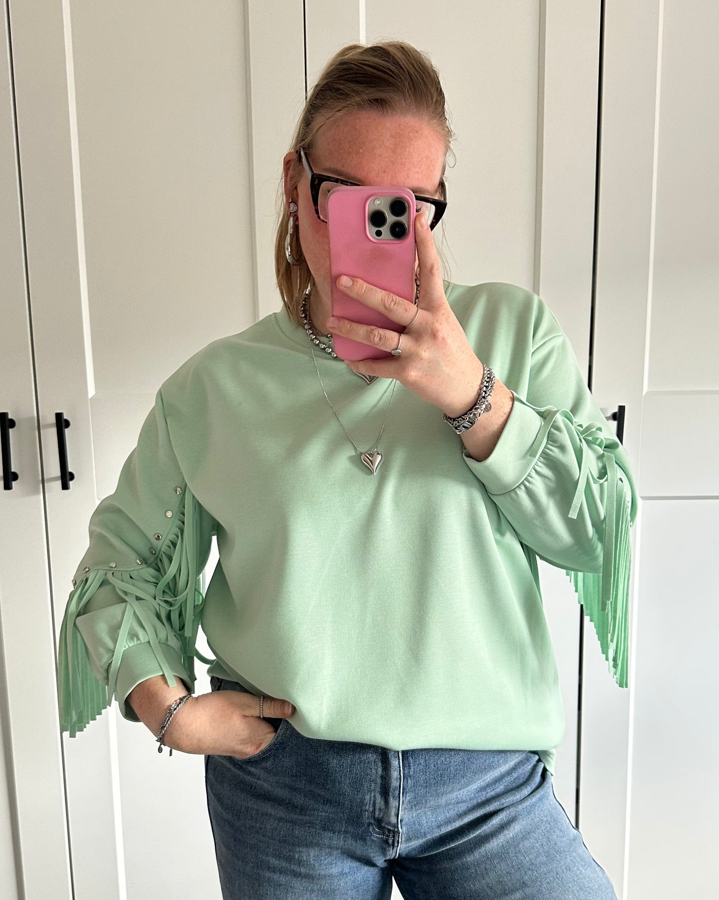 Franje sweater - mint groen