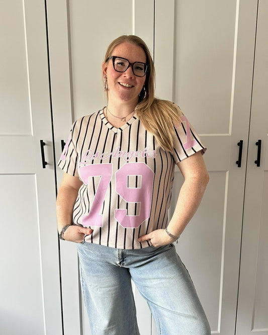LA t-shirt v hals - beige