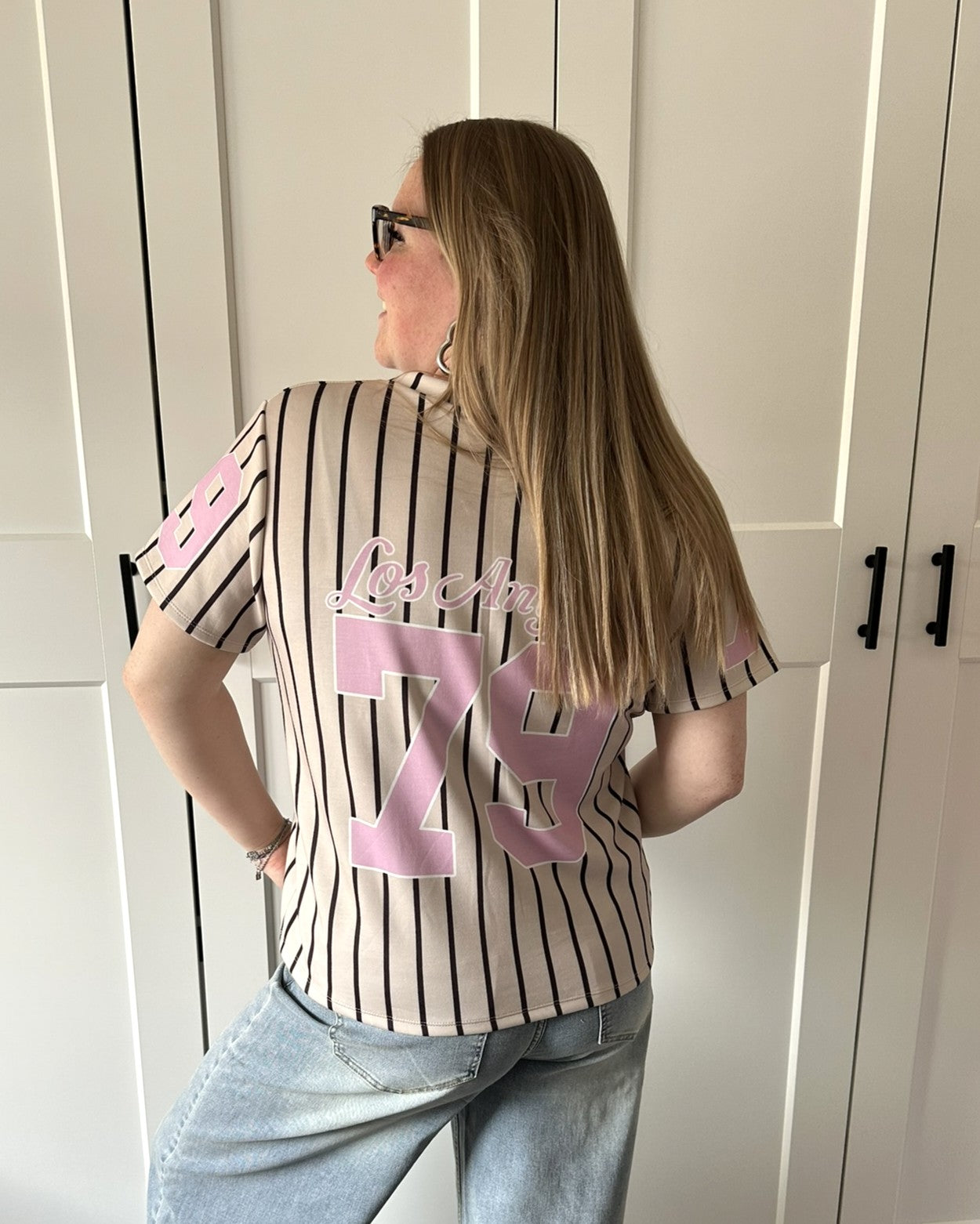 LA t-shirt v hals - beige