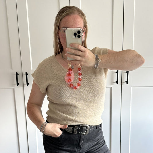 Top glitter - Beige