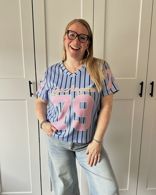 LA t-shirt v hals - blauw