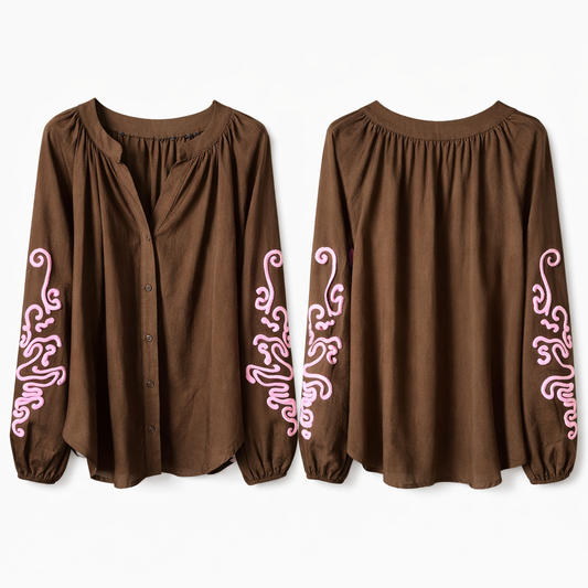 Blouse hazel fun - bruin