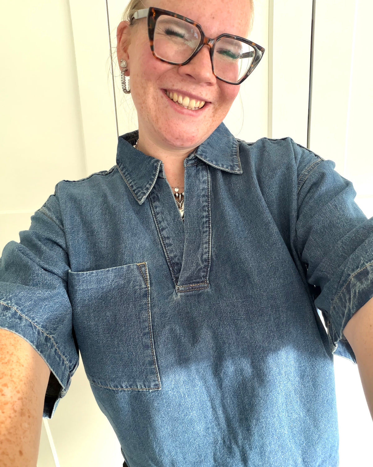 Denim top blauw