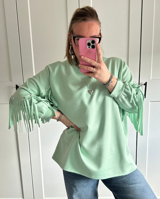 Franje sweater - mint groen
