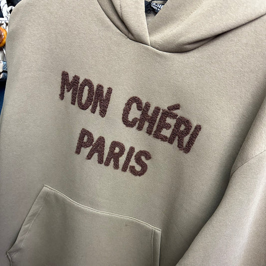 Sweater hoodie mon cheri - taupe