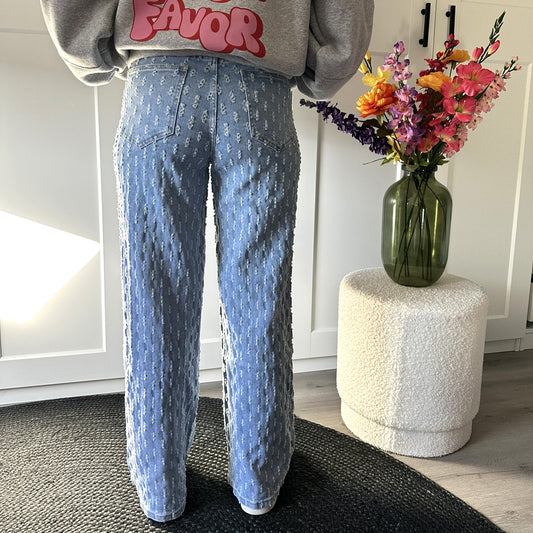 Jeans blauw streepjes