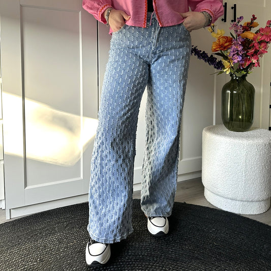 Jeans blauw streepjes