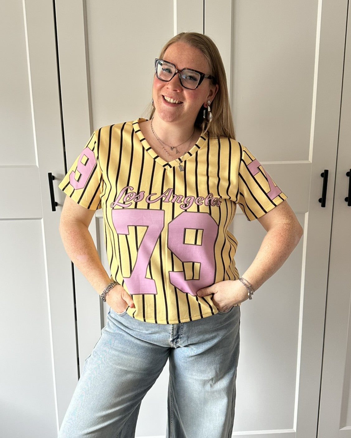 LA t-shirt v hals - geel