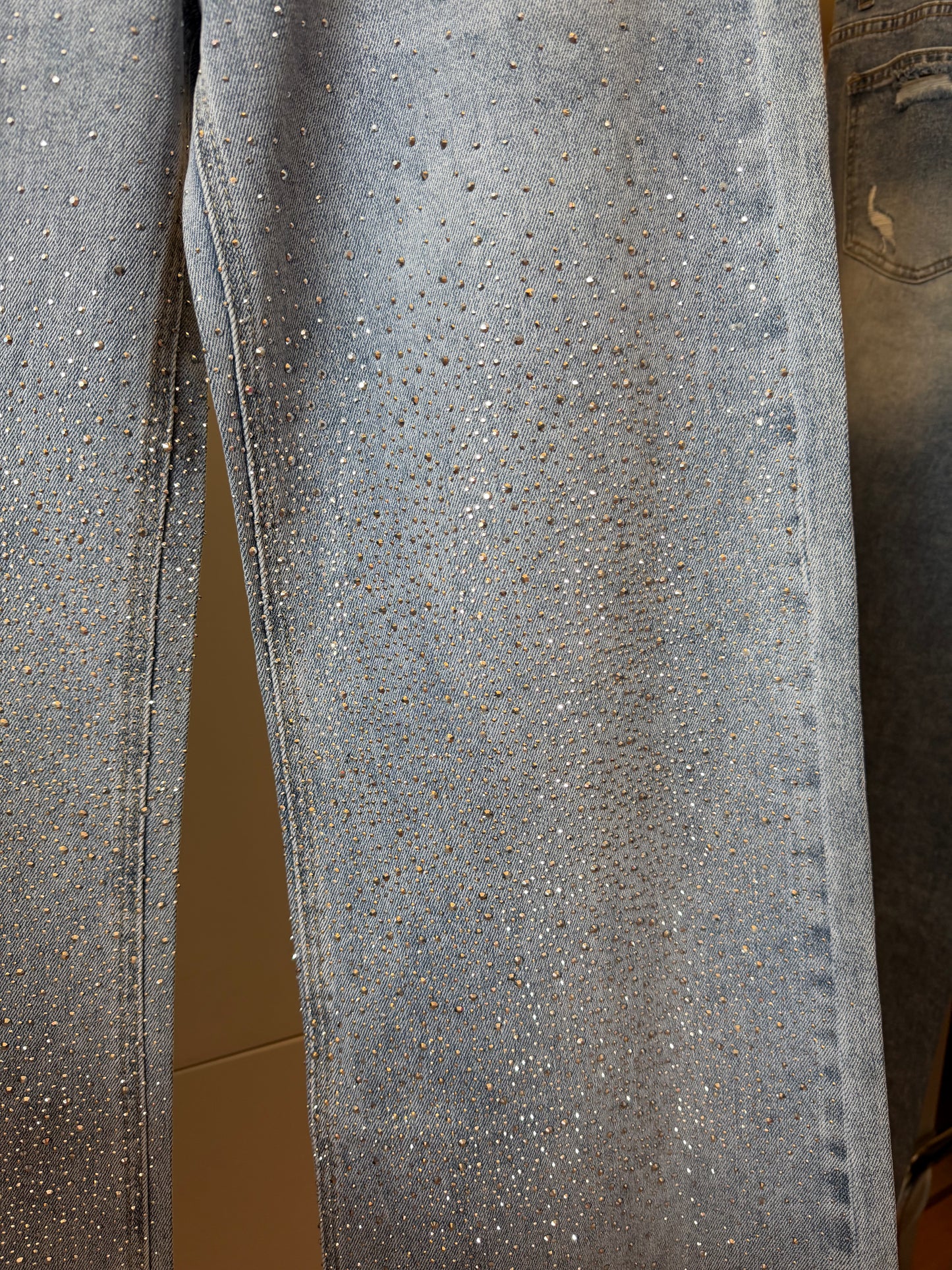 KATE DENIM JEANS GLITTER - BLAUW